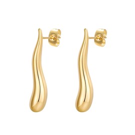 Vissen Drop 18K Gold Earrings Dängend Women's Lightweight Waterdrop Earrings Gold-Plated Hypoallergenic Fashion Jewellery Stud Earrings, Gold-plated