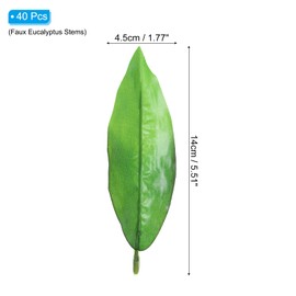 PATIKIL 5.51x1.77 Artificial Silk Leaf, 40 Pcs Artificial Greenery Leaves Fake Leaves Fake Crafts Leaves for DIY Wedding Bouquets Home Decoration