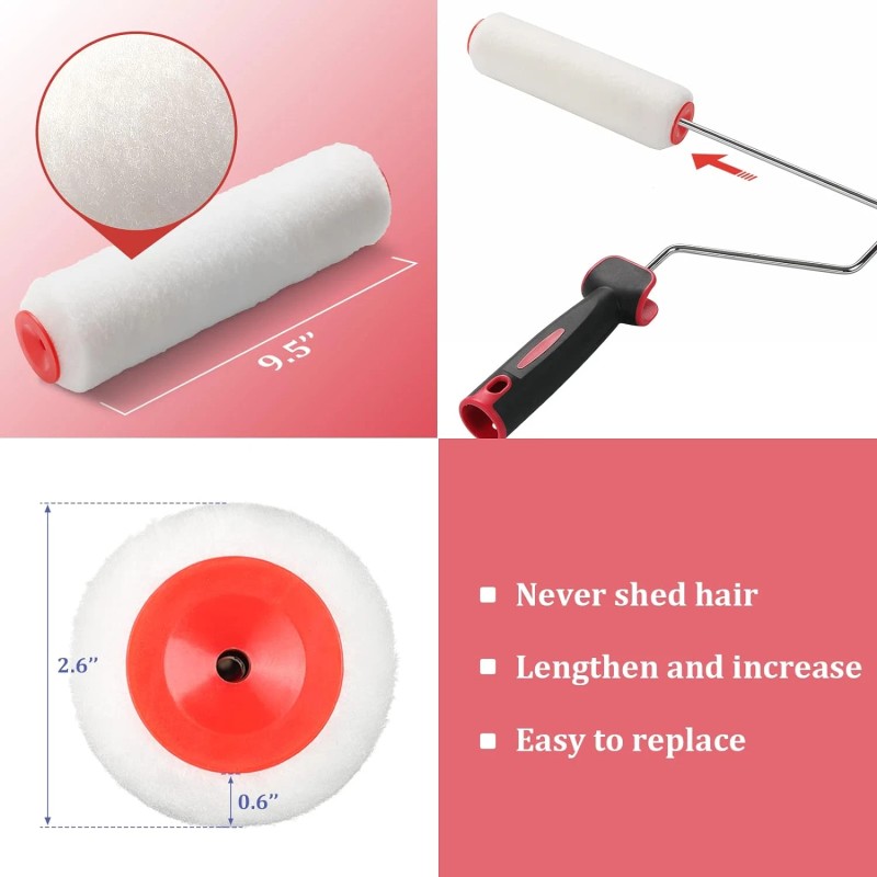 Nichcho 24"~48" long handle steel rod Painting Roller w/ 3-free