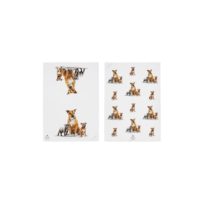 Ashdene Puppy Love Set of 2 Tea Towels - Staffy
