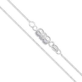 SAC SILVER Sterling Silver Box Chain 1mm Solid 925 Italy Lightweight Wide Magnetic Clasp Necklace 16in