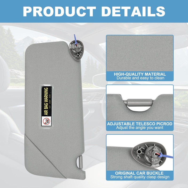 PHATRIP Right Passenger Side Sun Visor with Light Compatible with