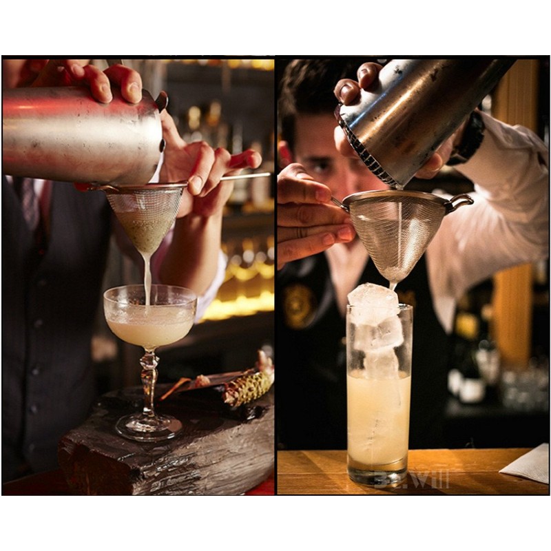 Passoire à cocktail fine professionnelle en acier inoxydable avec tamis