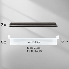 Hausfelder Cold Food Containers for Fridge, Stackable Food Box, Fridge Organiser with Lid (Anthracite, 8-Piece)