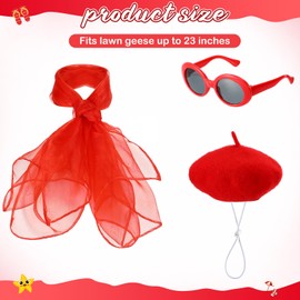Yaomiao 3 Pcs French Porch Goose Outfit Set for 23'' 17'' Cement Plastic Lawn Goose Costume 50s French Beret Hat Scarf Sunglasses for Cosplay Party Outdoor Patio Yard Lawn