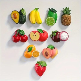 Fruit Shaped Fridge Magnet, 10pcs/set Cute Cartoon Fruit Design Magnet, Magnetic Decoration for Home Kitchen Office,  Home Decor