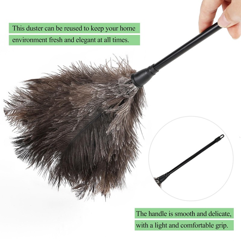 MehelloFeather Ostrich Feather Duster 15Inch Natural Fluffy Handheld Feather Dusters