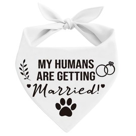 My Humans are Getting Married Bandana, Dog Wedding Bandana, Pet Kerchief for Small Medium Dogs, White Pet Kerchief, Gift for Dogs Lover, Pets Scarf Triangle, Dog Wedding Bandanas