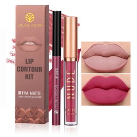 YOUNG VISION Liquid Lipstick & Lip liner Combo Set, Matte Lip Contour Kit - Durable, Waterproof, Kit de Labios Matte for Lasting Definition…