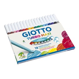 Giotto 0763 00 - Turbo Maxi Faserschreiber Kartonetui mit Hängelasche 18 sortierte Farben