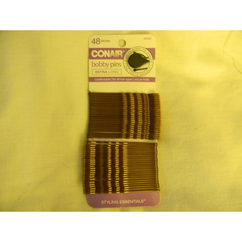 Conair 48 Piece Bobby Pins Extra Long Brown, 4 Oz