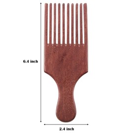 Patelai 2 Pcs Wooden Beard Pick Afro Hair Comb Long Tooth Grooming Tool