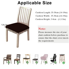 Hopelit Dining Room Chair Covers, Set of 6, Jacquard Dining Room Chair Seat Covers, TPU Film Chair Cover, Waterproof, Removable, Washable, Stretch for Kitchen, Restaurant, Party, Checked Coffee