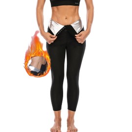 GOLD XIONG PADISHAH Women Sauna Pants Sauna Leggings High Waist Compression Sauna Sweat Pants Workout Sweat Leggings for Womens(Style 1,Large)