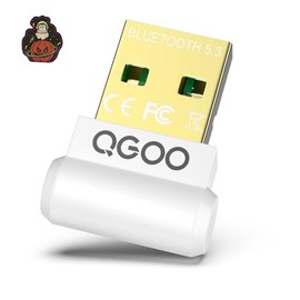 USB Bluetooth Adapter for PC - QGOO Bluetooth Dongle 5.3 EDR, Wireless Bluetooth Receiver for Desktop Computer Laptop Bluetooth Windows 8.1/10/11（white-104）