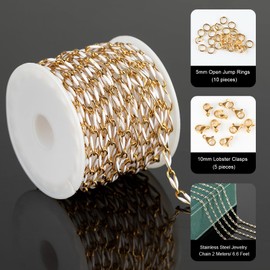 UMAOKANG Stainless Steel Jewelry Chain White Enamel Cable Craft Chain Gold Plated Chain Women Necklace Bracelet DIY Jewelry Supplies
