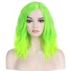 WTHCOS Lime Green Wig Short Curly Wavy Bob Green Wig