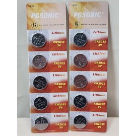 Battery PGSONIC CR2032 3V Lithium Battery 10-Pcs Compatible with AirTag Candles and More