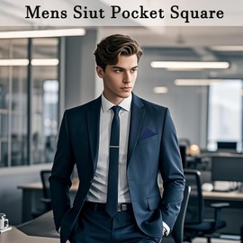 Gsyziux Pocket Squares Prefolded for Suit Jacket Satin Handkerchiefs for Men Wedding Business Formal Accessories (Navy Blue)