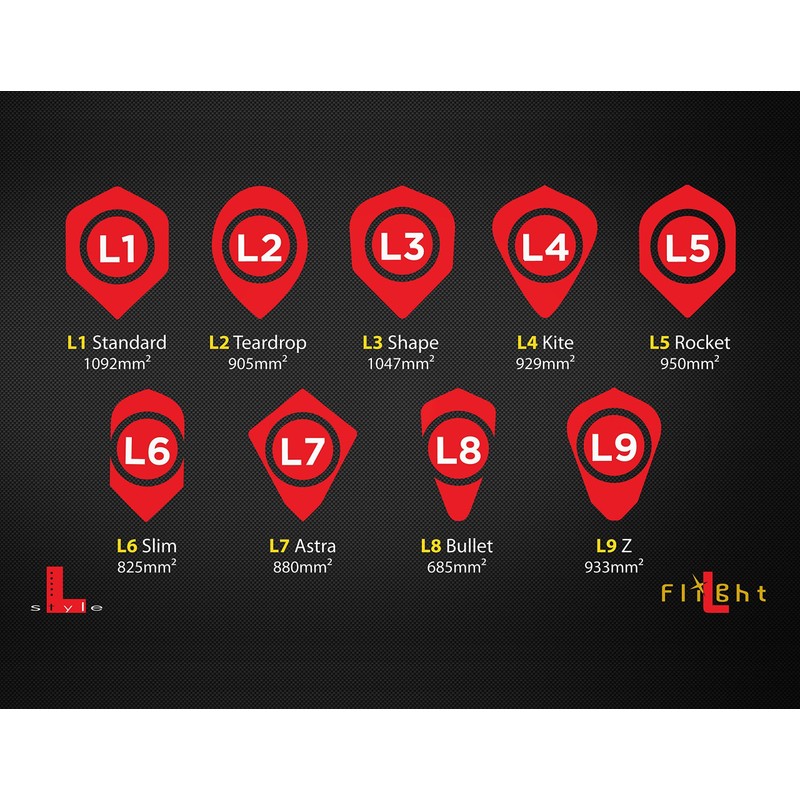 1 SET L STYLE CHAMPAGNE DART FLIGHTS SHAPE BLACK