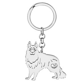 TIZURO Stainless Steel German Shepherd Dog Keyring Puppy Pets Car Key Rings Jewellery for Women Handbag Charms Gifts, Silver plated, M