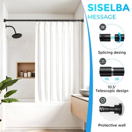 SISELBA 2 Pack Adjustable Tension Curtain Rods 28 to 48 Inches, No Drilling 7/8" Tension Rods for Window, Doorway Closet, Matte Black