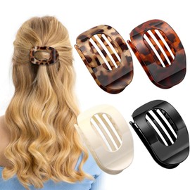 4 PCS Flat Hair Claw Clips, Hair Clips for Thick Hairs, Curved Design Hairs Clips, Flat Hair Claw Clips for Thick Thin Hair,Comfortable Curved Flat Clips for Lying,Daily Styling Gifts (Mixed)