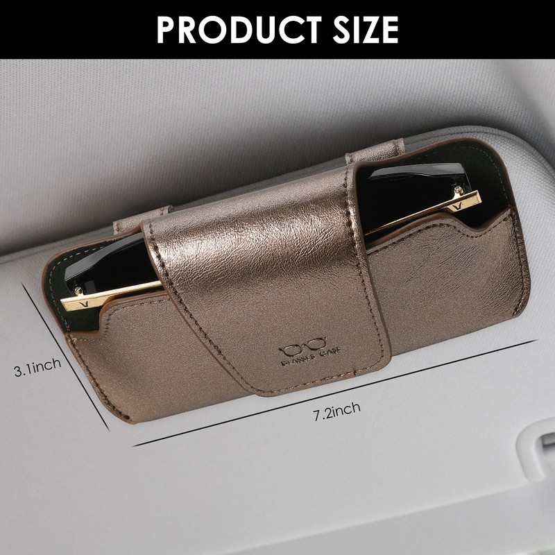 URIZZD Sunglass Holder for Car Visor, Car Sunglasses Holder Leather,