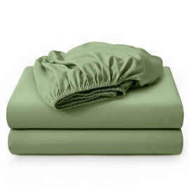 DLCFLF 2 Pack Full Fitted Sheets Only, 1800 Thread Count Microfiber Sage Green Fitted Bed Sheets Full Size, Up to 16 Inch Deep Pocket, Soft & Breathable Botton Sheets