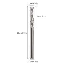 EU_HOZLY 3.175 x 15 mm Up & Down Cut Two Flutes Spiral Carbide Work Tool Cutter for CNC Router Compression Wood Bits Pack of 5