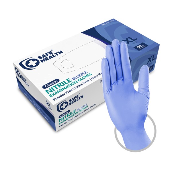 Safe Health Einweg-Untersuchungshandschuhe aus Nitril, Größe XL, violettblau, Box mit