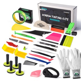 FOSHIO Vinyl Wrap Tool Kits Knife Less Tape 50m (164ft), Felt & Card Squeegee, PPF Squeegee & Tucking Tool, Exacto Knife, Plastic Scraper, Gloves, Magnets for Car Wraps Wrapping Window Tint Kit