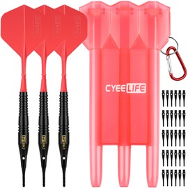 CyeeLife 18g Soft Tip Darts with Carrying case and 30 Extra Points,Professional Plastic Darts Set