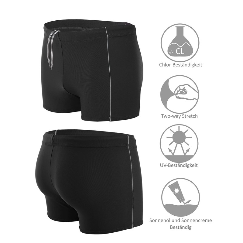 Aquarti Men's Swimming Trunks Short with Contrast Piping, black/grey