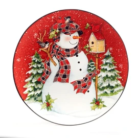 Certified International Christmas Lodge Snowman 11" Dinner Plates, Large, Multicolor, Set of 4