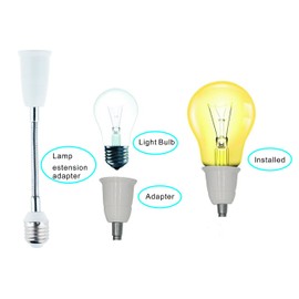 RONG&LAN E27 Flexible Light Bulb Lamp Socket Adapter Extender/Adjustable Edison Bulb Socket Extension for Home Light Fixtures/LED Grow Light Socket Stand etc (7.8inch,4-Pack)