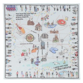 Chizutabi Handkerchief Unisex Handkerchief 44501551 Handkerchief Unisex Map Pattern Adult, White; Spain: Barcelona