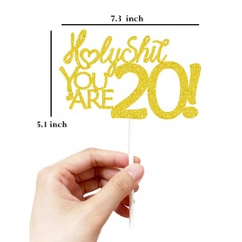 Decoración para tartas de cumpleaños 20, 20 decoraciones para tartas de cumpleaños, purpurina dorada, divertida decoración para tartas 20 para hombres, 20 decoraciones para tartas para mujeres, decoraciones de cumpleaños 20, decoración para tartas de cum