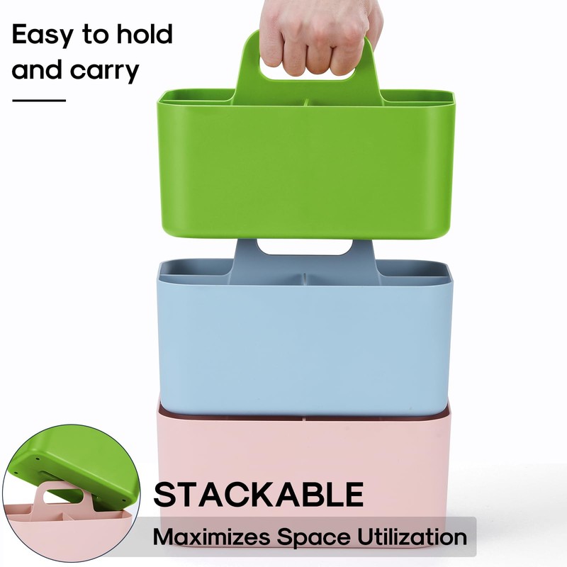 Multiuse Caddy Organizer with Handle - Stackable Plastic Tote Bin