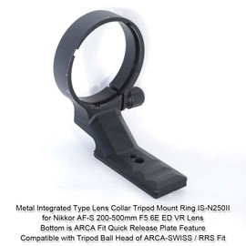 iShoot Lens Collar Support Tripod Mount Ring for Nikon AF-S Nikkor 200-500mm F5.6E ED VR -with Arca-Swiss Fit Quick Release Plate Compatible with ARCA-Swiss Kirk Standard Ball Head of 39mm Interface