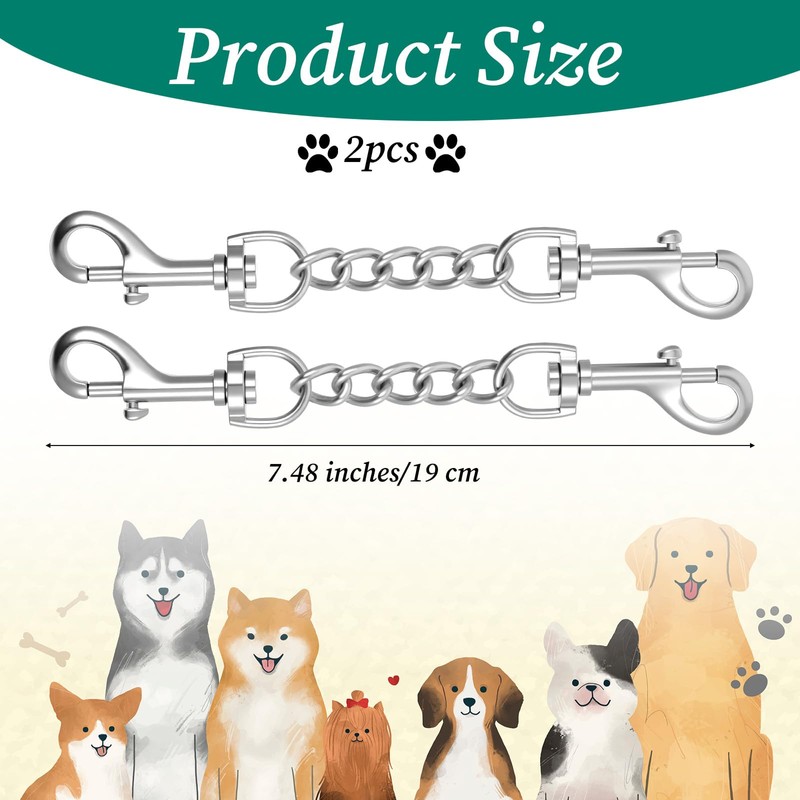 ElevateTech Metal Dog Collar Safety Clip 2 Pack Stainless Steel
