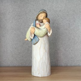 ShineOnAngel Jesus Healing Girl Figurine - Hand Painted Jesus Statue 8” High, Jesus Love You Sympathy Decor Encouraging and Comfort Broken Heart Girl Figurine Embrace His Hope Serie