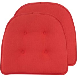 Klear Vu Omega Non-Slip Universal Chair Cushions for Dining Room, Kitchen and Office Use, U-Shaped Skid-Proof Seat Pad, 15x16 Inches 2 Pack Solid Coral 2 Count