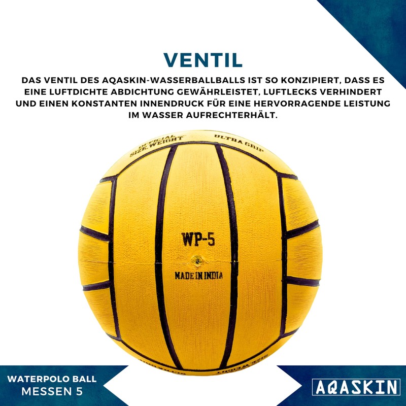 AQASKIN Water Polo Ball Yellow Rubber 1 Size 5 1