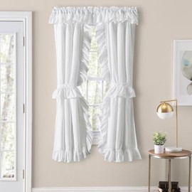 A.L. Ellis Classic Wide Ruffle Priscilla Rod Pocket Curtain Collection by Ellis (White, 84W x 45L Priscilla Pair)