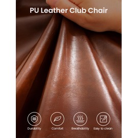 Miscoos Modern PU Leather Barrel Chair, Comfy Accent Chair, Elegant Upholstered Tufted Barrel Chair Club Chair for Living Room, Bedroom, Home & Office with Sturdy Legs (White)