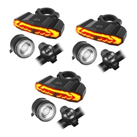 NineLeaf 3PK Bike Headlight and Tail Light Set,Bike Lights Front and Back,Bicycle Lights Front and Rear,USB Rechargeable Waterproof for Night Riding Cycling Safety Bicycle Accessories for Adult Bikes
