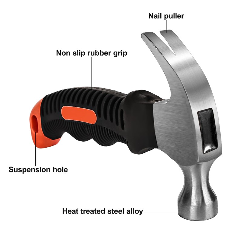 Hammer Set, 200 Pieces Wall Nails, Multifunctional Small Hammer, Claw