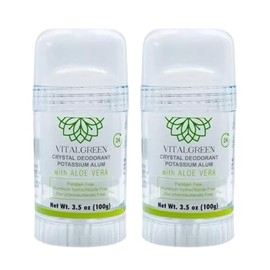 2 Pack Desodorante Cristal Alumbre Con Aloe Vera 100g Vital Green