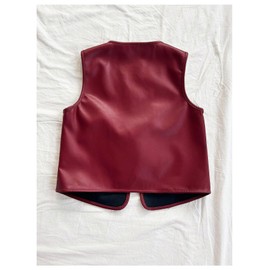 Verdusa Women's Western Leather Cowgirl Vest Bow Tie Front Sleeveless Lightweight Jacket Outerwear Burgundy Medium